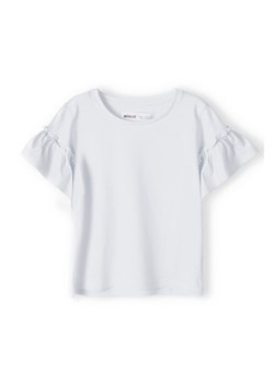 Biała koszulka bawełniania dla dziewczynki z falbankami ze sklepu 5.10.15 w kategorii Bluzki dziewczęce - zdjęcie 169716806