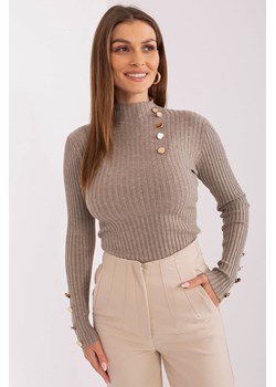 Prążkowany sweter z wiskozą ciemny bezowy ze sklepu 5.10.15 w kategorii Swetry damskie - zdjęcie 169716818
