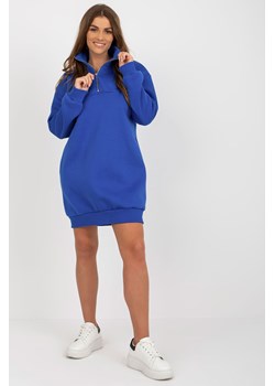Kobaltowa dresowa sukienka damska basic o długości mini ze sklepu 5.10.15 w kategorii Sukienki - zdjęcie 169716967