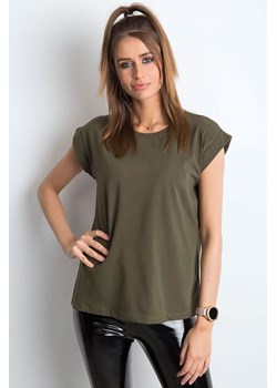Gładki t-shirt damski - khaki ze sklepu 5.10.15 w kategorii Bluzki damskie - zdjęcie 169717078