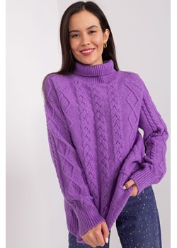 Damski sweter z warkoczami fioletowy ze sklepu 5.10.15 w kategorii Swetry damskie - zdjęcie 169717149