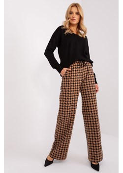 Czarno-camelowe dzianinowe spodnie w pepitkę ze sklepu 5.10.15 w kategorii Spodnie damskie - zdjęcie 169717305