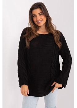 Czarny sweter z warkoczami z dodatkiem wełny ze sklepu 5.10.15 w kategorii Swetry damskie - zdjęcie 169717469