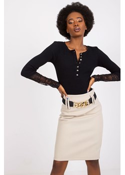 RUE PARIS Czarna prążkowana bluzka z koronką ze sklepu 5.10.15 w kategorii Bluzki damskie - zdjęcie 169717509