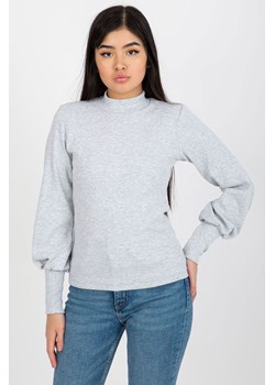 Jasnoszara bawełniana bluzka basic w prążki Lauren RUE PARIS ze sklepu 5.10.15 w kategorii Bluzki damskie - zdjęcie 169717517