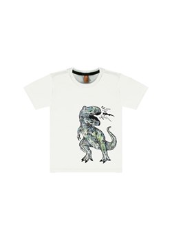 Biały bawełniany t-shirt chłopięcy z dinozaurem ze sklepu 5.10.15 w kategorii T-shirty chłopięce - zdjęcie 169717695