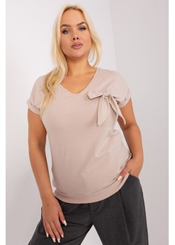 Bluzka plus size z kokardą beżowy ze sklepu 5.10.15 w kategorii Bluzki damskie - zdjęcie 169717898