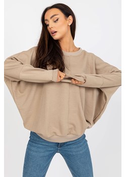 RUE PARIS Beżowa damska bluza basic bez kaptura ze sklepu 5.10.15 w kategorii Bluzy damskie - zdjęcie 169718076