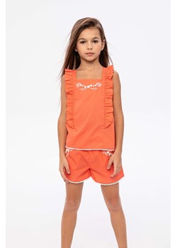 Pomarańczowy komplet dziewczęcy - bluzka na ramiączkach + spodenki ze sklepu 5.10.15 w kategorii Komplety dziewczęce - zdjęcie 169718106