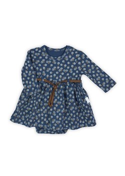 Bawełniane sukienko-body z kwiecistym wzorem - granatowy ze sklepu 5.10.15 w kategorii Body niemowlęce - zdjęcie 169718137