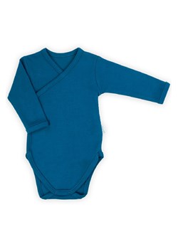 Bawełniane body kopertowe z długim rękawem - morskie ze sklepu 5.10.15 w kategorii Body niemowlęce - zdjęcie 169718676