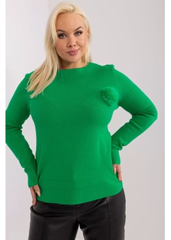 Casualowy sweter plus size z dzianiny zielony ze sklepu 5.10.15 w kategorii Swetry damskie - zdjęcie 169718697
