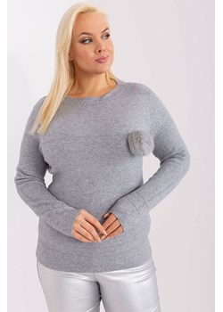 Casualowy sweter plus size z dzianiny szary ze sklepu 5.10.15 w kategorii Swetry damskie - zdjęcie 169718829
