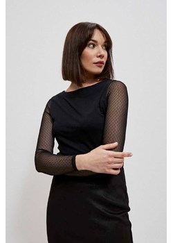 Czarna elegancka bluzka damska z transparentnymi rękawami ze sklepu 5.10.15 w kategorii Bluzki damskie - zdjęcie 169718937
