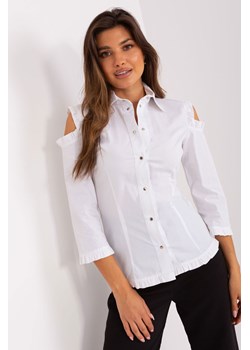 Ecru damska koszula klasyczna z kołnierzem ze sklepu 5.10.15 w kategorii Koszule damskie - zdjęcie 169718966