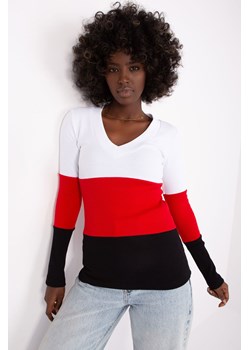 Biało-czerwona dopasowana bluzka basic w prążek ze sklepu 5.10.15 w kategorii Bluzki damskie - zdjęcie 169719046