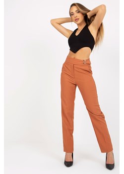 Miedziane damskie spodnie z materiału z kieszeniami ze sklepu 5.10.15 w kategorii Spodnie damskie - zdjęcie 169719086