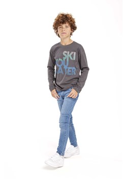 Ciemnoszara bawełniana bluzka chłopięca z nadrukiem ze sklepu 5.10.15 w kategorii T-shirty chłopięce - zdjęcie 169719346
