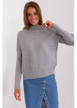 Szary sweter damski asymetryczny z warkoczami ze sklepu 5.10.15 w kategorii Swetry damskie - zdjęcie 169719749