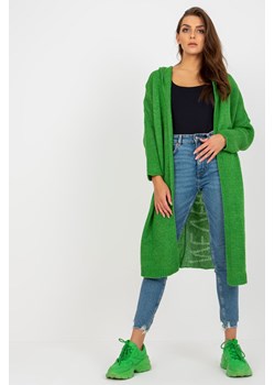 Zielony długi kardigan z kapturem OCH BELLA ze sklepu 5.10.15 w kategorii Swetry damskie - zdjęcie 169719756