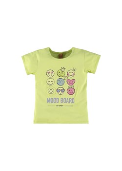 Limonkowy t-shirt dziewczęcy z nadrukiem ze sklepu 5.10.15 w kategorii Bluzki dziewczęce - zdjęcie 169719777