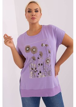 Jasnofioletowa bluzka plus size z aplikacjami ze sklepu 5.10.15 w kategorii Bluzki damskie - zdjęcie 169719988