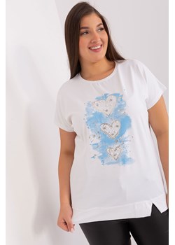 Ecru damska bluzka plus size z okrągłym dekoltem ze sklepu 5.10.15 w kategorii Bluzki damskie - zdjęcie 169720255