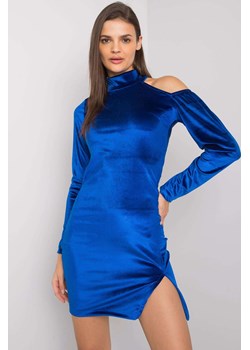 RUE PARIS Ciemnoniebieska sukienka welurowa z rozcięciem. ze sklepu 5.10.15 w kategorii Sukienki - zdjęcie 169720319