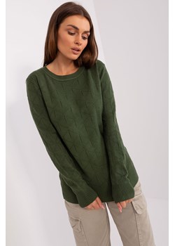 Khaki damski sweter klasyczny we wzory ze sklepu 5.10.15 w kategorii Swetry damskie - zdjęcie 169720596