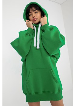 Zielona dresowa długa bluza basic z kapturem ze sklepu 5.10.15 w kategorii Bluzy damskie - zdjęcie 169720998