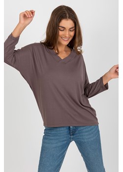Ciemnobrązowa damska bluzka basic z rękawem 3/4 ze sklepu 5.10.15 w kategorii Bluzki damskie - zdjęcie 169721036