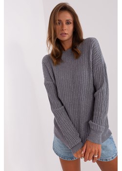 Ciemnoszary sweter damski klasyczny ze ściągaczami ze sklepu 5.10.15 w kategorii Swetry damskie - zdjęcie 169721206