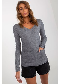 Ciemnoszary damski sweter klasyczny z dekoltem V ze sklepu 5.10.15 w kategorii Swetry damskie - zdjęcie 169721218