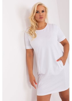 Biała dresowa sukienka damska plus size z bawełny ze sklepu 5.10.15 w kategorii Sukienki - zdjęcie 169721256