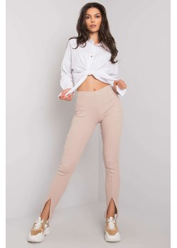 Spodnie damskie z rozcięciami ana nogawkach-jasny beżowy ze sklepu 5.10.15 w kategorii Spodnie damskie - zdjęcie 169721378