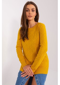 Ciemnożółty sweter klasyczny z długim rękawem ze sklepu 5.10.15 w kategorii Swetry damskie - zdjęcie 169721408