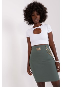 Khaki spódnica dzianinowa z łańcuszkami ze sklepu 5.10.15 w kategorii Spódnice - zdjęcie 169721446