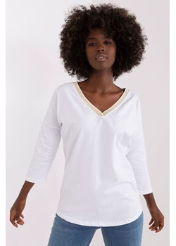 Biała bluzka oversize z dekoltem V RUE PARIS ze sklepu 5.10.15 w kategorii Bluzki damskie - zdjęcie 169721506