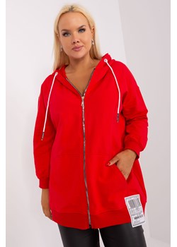 Czerwona bluza plus size z kieszeniami ze sklepu 5.10.15 w kategorii Bluzy damskie - zdjęcie 169721517
