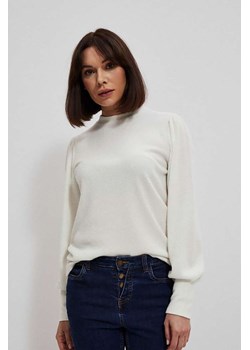 Biała bluza damska z półgolfem i bufiastymi rękawami ze sklepu 5.10.15 w kategorii Bluzy damskie - zdjęcie 169721655
