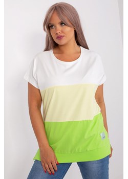Ecru-jasnozielona bluzka plus size z bawełny ze sklepu 5.10.15 w kategorii Bluzki damskie - zdjęcie 169721695