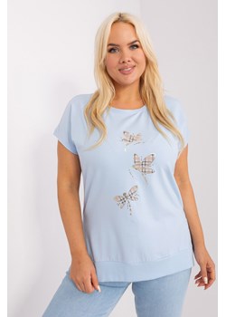 Jasnoniebieska damska bluzka plus size z aplikacjami ze sklepu 5.10.15 w kategorii Bluzki damskie - zdjęcie 169721705