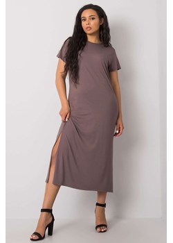 BASIC Sukienka dzianinowa z rozporkiem - brązowa ze sklepu 5.10.15 w kategorii Sukienki - zdjęcie 169721737