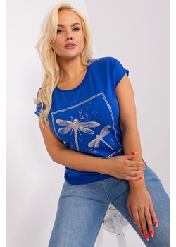 Kobaltowa damska bluzka plus size z aplikacją ze sklepu 5.10.15 w kategorii Bluzki damskie - zdjęcie 169721796