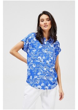 Bluzka damska z wiskozy w kwiaty - niebieska ze sklepu 5.10.15 w kategorii Koszule damskie - zdjęcie 169722017