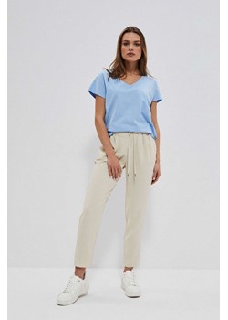 Spodnie damskie z wysokim stanem beżowe ze sklepu 5.10.15 w kategorii Spodnie damskie - zdjęcie 169722028