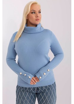 Gładki sweter plus size z golfem jasny niebieski ze sklepu 5.10.15 w kategorii Swetry damskie - zdjęcie 169722239