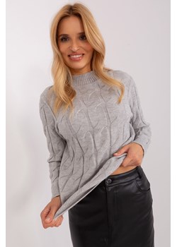 Szary luźny sweter w warkocze ze sklepu 5.10.15 w kategorii Swetry damskie - zdjęcie 169722486