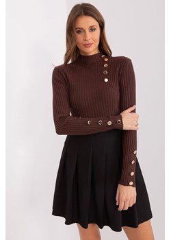Prążkowany sweter z wiskozą ciemny brązowy ze sklepu 5.10.15 w kategorii Swetry damskie - zdjęcie 169722599