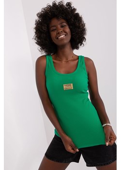 Zielony prążkowany top z bawełny ze sklepu 5.10.15 w kategorii Bluzki damskie - zdjęcie 169722646